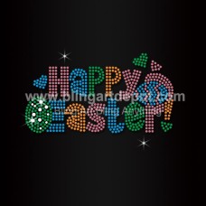 Happy Easter Rhinestone Transfers Iron On for Decoration